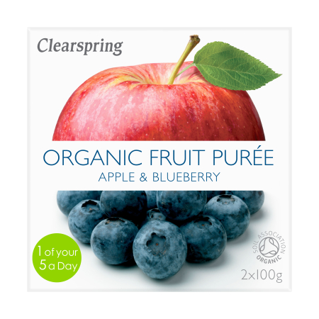 Fruchtpüree Apfel-Blaubeere, BIO, Clearspring, 2x100g
